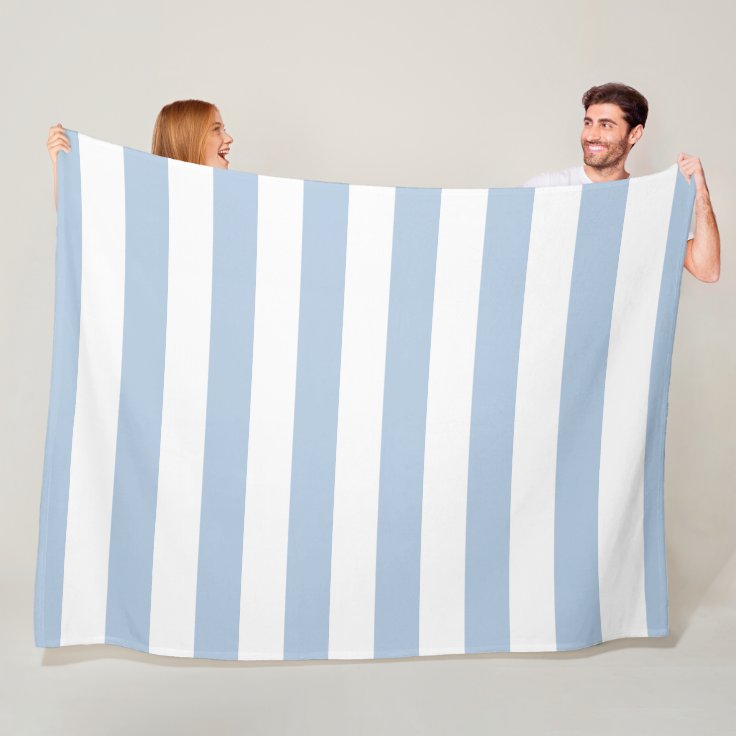 Powder Blue and White Striped Fleece Blanket Zazzle