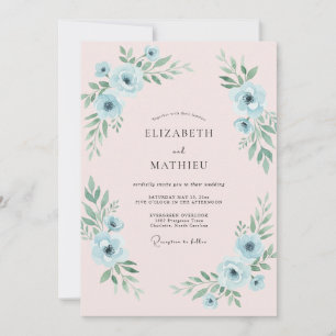 Powder Blue Anemone Wedding Invitation