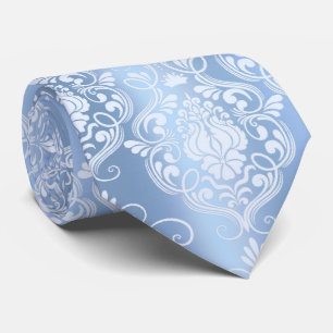 Powder Blue Baroque Floral – Elegant Statement Neck Tie
