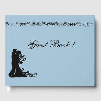 Powder Blue Black Accent Wedding Guest Book