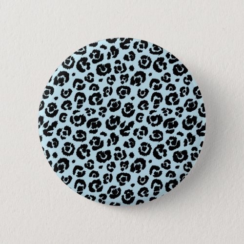 Powder Blue Black Leopard Print Pinback Button