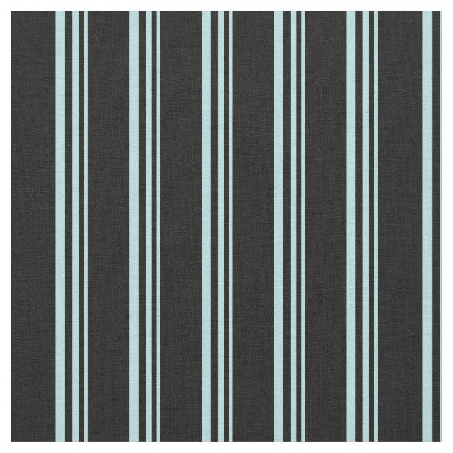Powder Blue & Black Lined Pattern Fabric (Close Up)