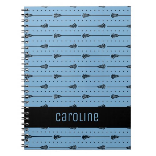 Powder Blue Black Sticks and Dotted Lines Pattern Notebook