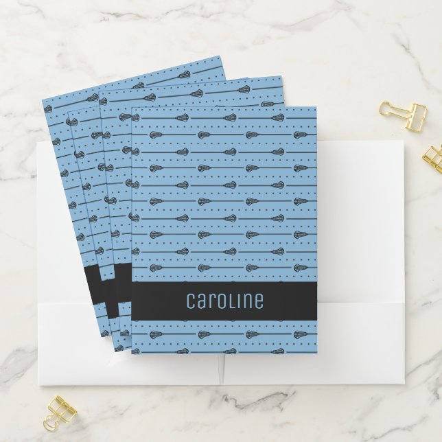 Powder Blue Black Sticks and Dotted Lines Pattern Pocket Folder (In Situ)