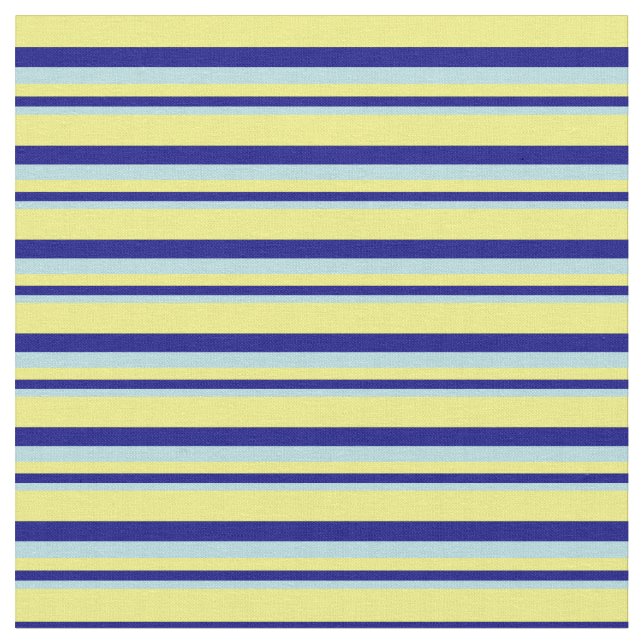 Powder Blue, Blue, and Yellow Lined Pattern Fabric (Close Up)