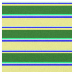 Powder Blue, Blue, Yellow, Dark Green, and Green Fabric