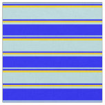 [ Thumbnail: Powder Blue, Blue & Yellow Stripes/Lines Pattern Fabric ]
