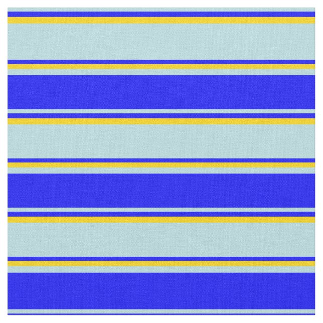 Powder Blue, Blue & Yellow Stripes/Lines Pattern Fabric (Close Up)