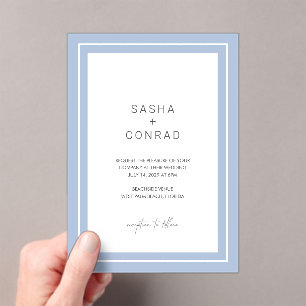 Powder Blue Bold Border Modern Wedding Acrylic Invitations