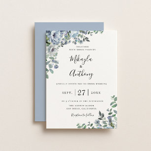 Powder Blue Botanical Floral Wedding Invitation