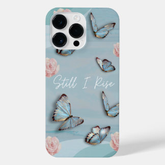 Powder blue butterfly millennial pink iPhone 14 pro max case