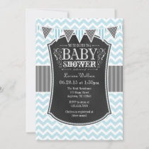 Powder Blue Chalkboard Chevron Baby Shower Invite