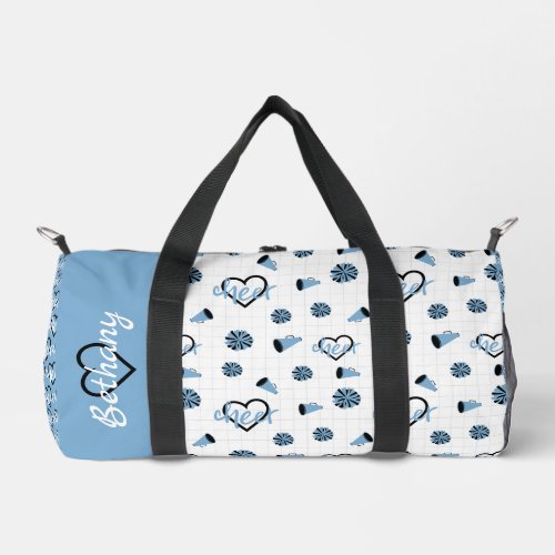 Powder Blue Cheer Hearts Pom Poms Megaphone Duffle Bag