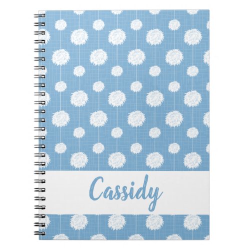 Powder Blue Cheerleader Pom Pom Pattern Notebook