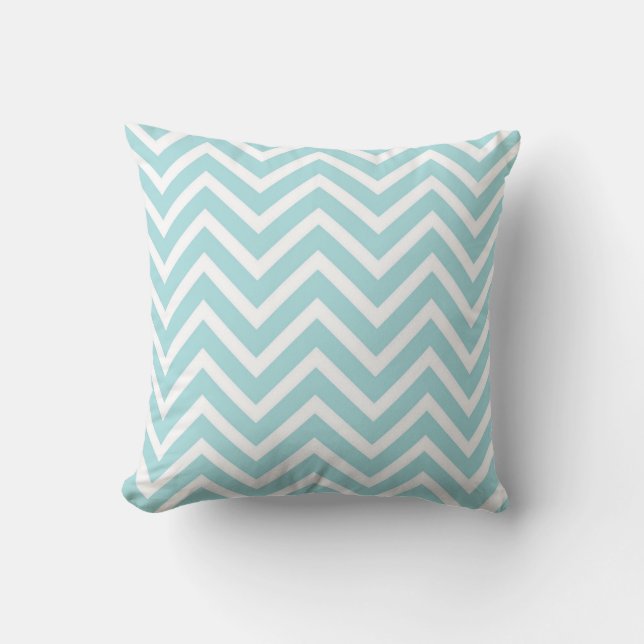 Powder Blue Chevron Throw Pillow (Front)