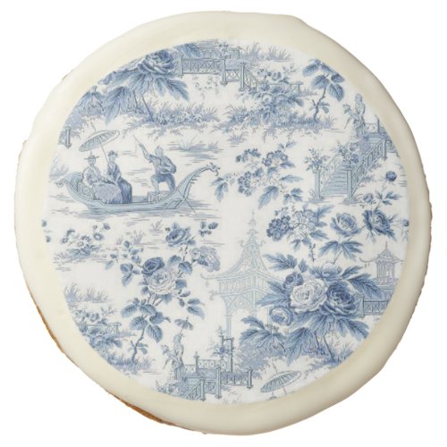 Powder Blue Chinoiserie Toile Sugar Cookie