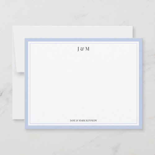 Powder Blue Classic Custom Couple Monogram Note Card