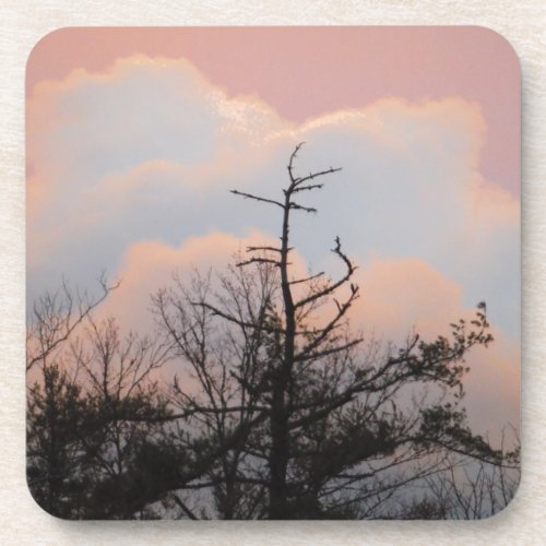 Powder blue clouds in a purple sky coaster