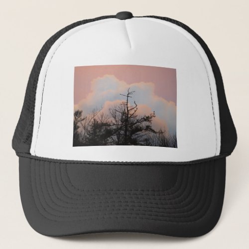 Powder blue clouds in a purple sky trucker hat