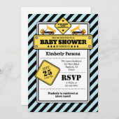 Powder Blue Construction Baby Shower Invitation (Front/Back)
