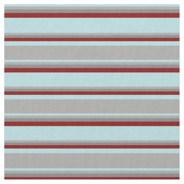 Powder Blue, Dark Gray, Grey & Maroon Lines Fabric (Close Up)