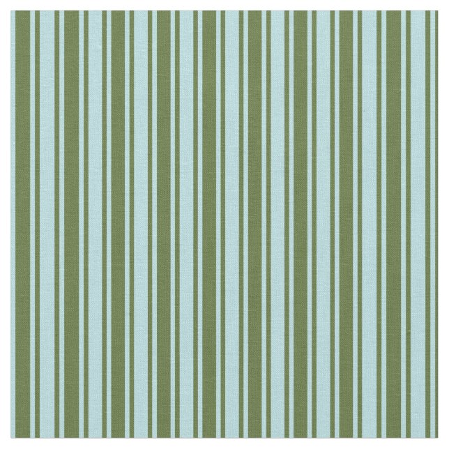 Powder Blue & Dark Olive Green Lines Fabric (Close Up)