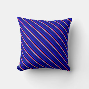 Powder Blue, Deep Pink, Black, Blue, and Dark Blue Throw Pillow