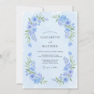 Powder Blue Delicate Bloom Wedding Invitation