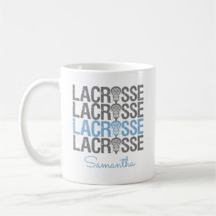 Powder Blue Distressed Lacrosse Word Coffee Mug