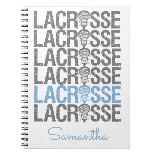 Powder Blue Distressed Lacrosse Word Notebook