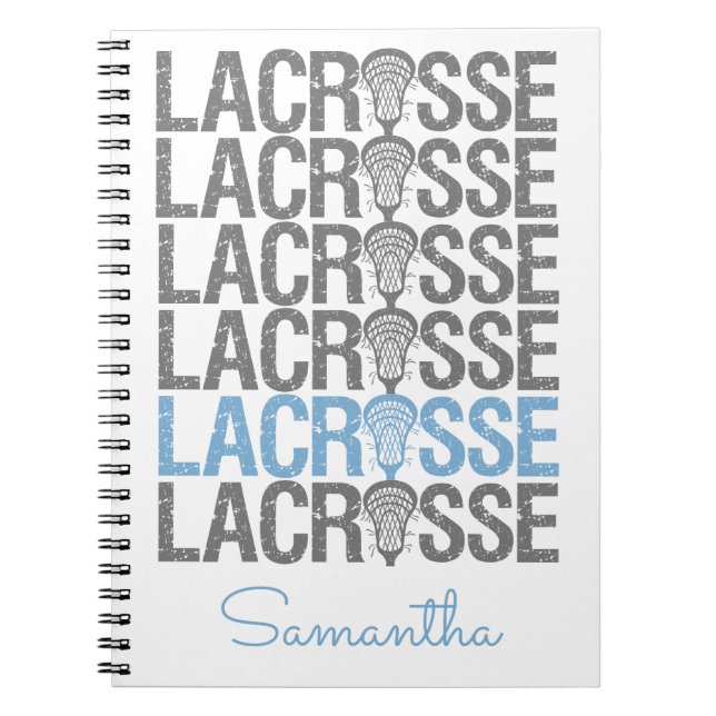Powder Blue Distressed Lacrosse Word Notebook (Front)