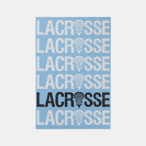 Powder Blue Distressed Lacrosse Word Rug