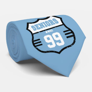 Powder Blue Distressed Seniors Road Sign Neck Tie