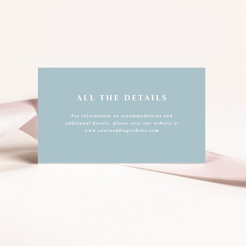 Powder Blue Elegant Text  Wedding Details Enclosure Card