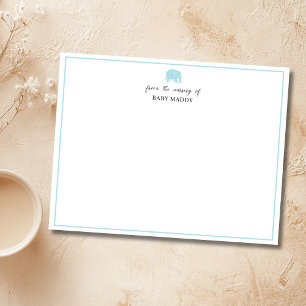 Powder Blue Elephant Nursery Stationery Note Card