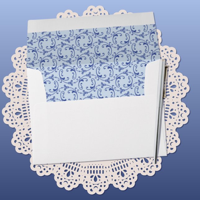Powder Blue Florentine Pattern A7 Invitation Envelope (Creator Uploaded)