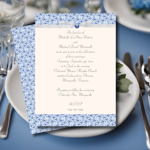 Powder Blue Florentine Wedding Invitation