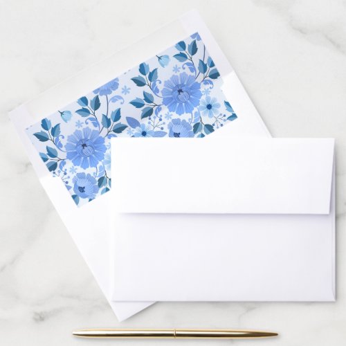 Powder Blue Flowers Floral Seamless Pattern Envelope Liner