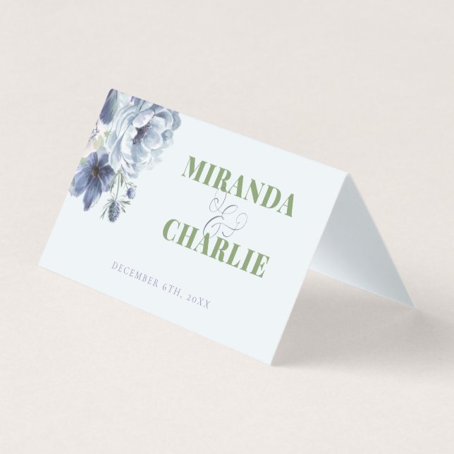 Powder Blue Folded Place Card (Front)