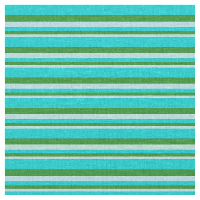 Powder Blue, Forest Green & Dark Turquoise Lines Fabric (Close Up)