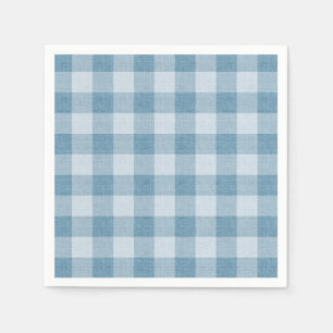 Powder Blue Gingham Buffalo Check Linen Texture Napkins