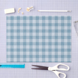 Powder Blue Gingham Buffalo Check Linen Texture Tissue Paper