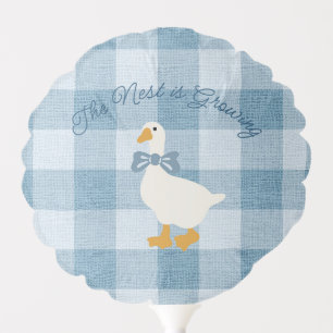 Powder Blue Gingham Goose Baby Shower Decor Balloon