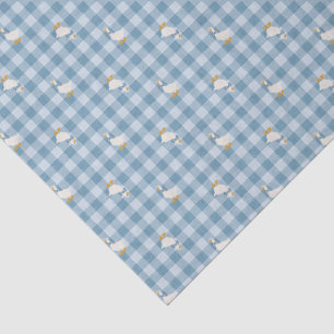 Powder Blue Gingham Goose Checkered Tissue Paper
