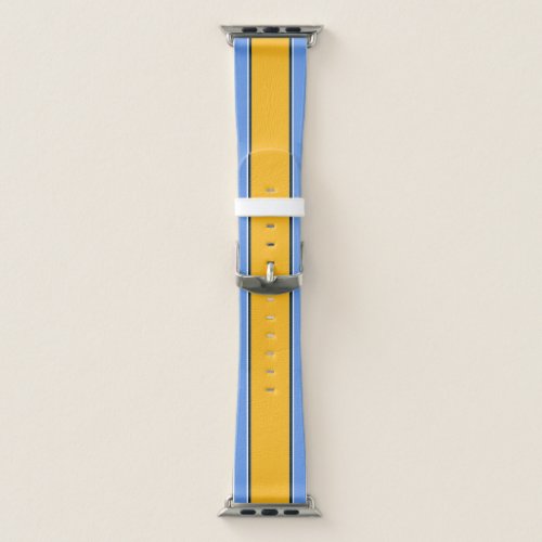 Powder Blue Gold and Navy Blue Sports Stripe Apple Watch Band