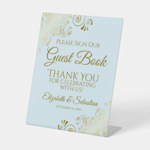 Powder Blue & Gold Please Sign our Guest Book Sign
