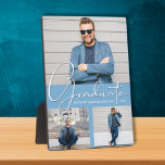 Powder Blue Graduation Photo Plaque<br><div class="desc">Your favorite photos, the word Graduate, your name and graduation year in elegant white text on the front, this frameless photo plaque with a built-in easel is a great keepsake to remember your graduate's special milestone. **TIP: Upload all horizontal photos for best results. Click on Customize further link to change...</div>