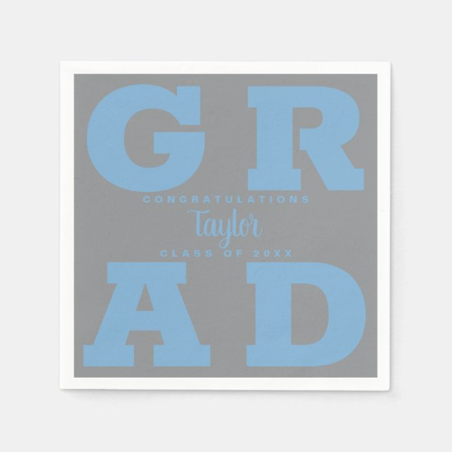 Powder Blue Gray Graduation Napkins (Front)