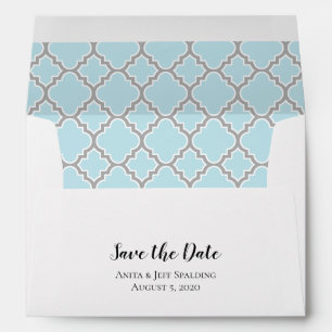 Powder Blue Gray Quatrefoil Save The Date Envelope