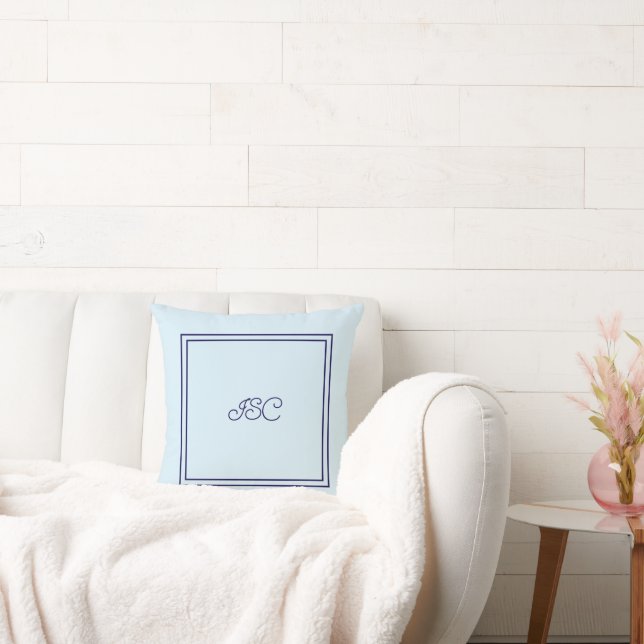 Powder blue Initial or name  Throw Pillow (Couch)